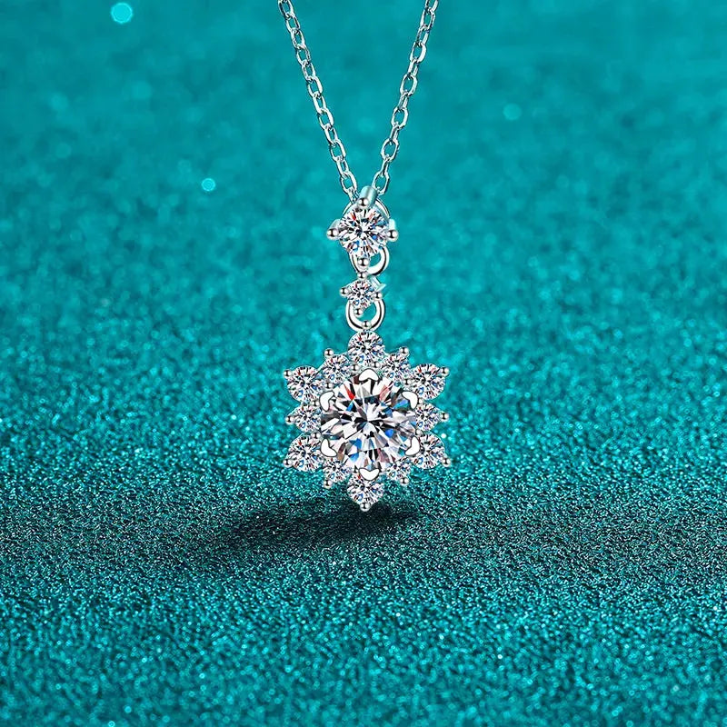1 Carat Moissanite Zircon 925 Sterling Silver Necklace by Partner Label