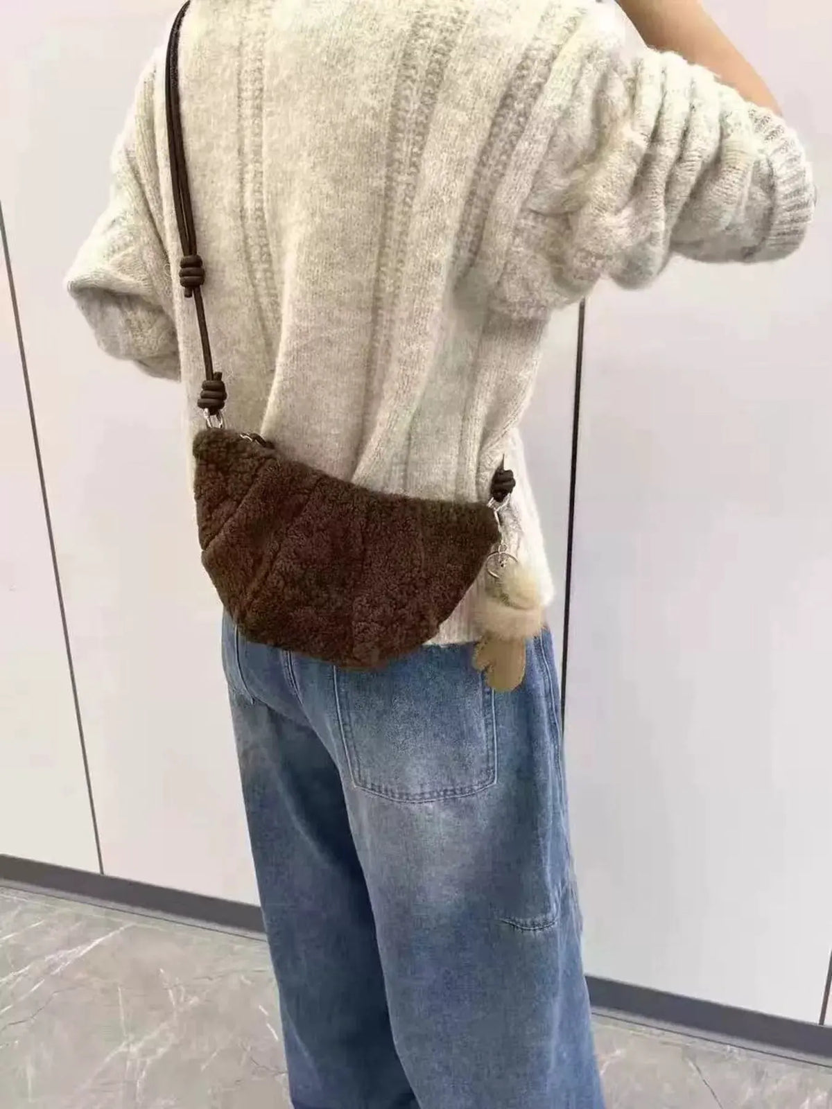 Knot Strap Furry Crossbody Bag by Partner Label