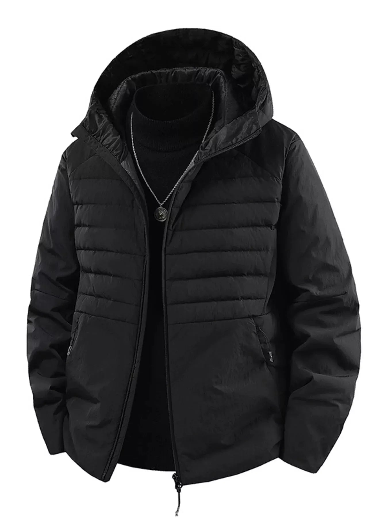 Men's Plus Size Lightweight Hooded Puffer Jacket by Partner Label