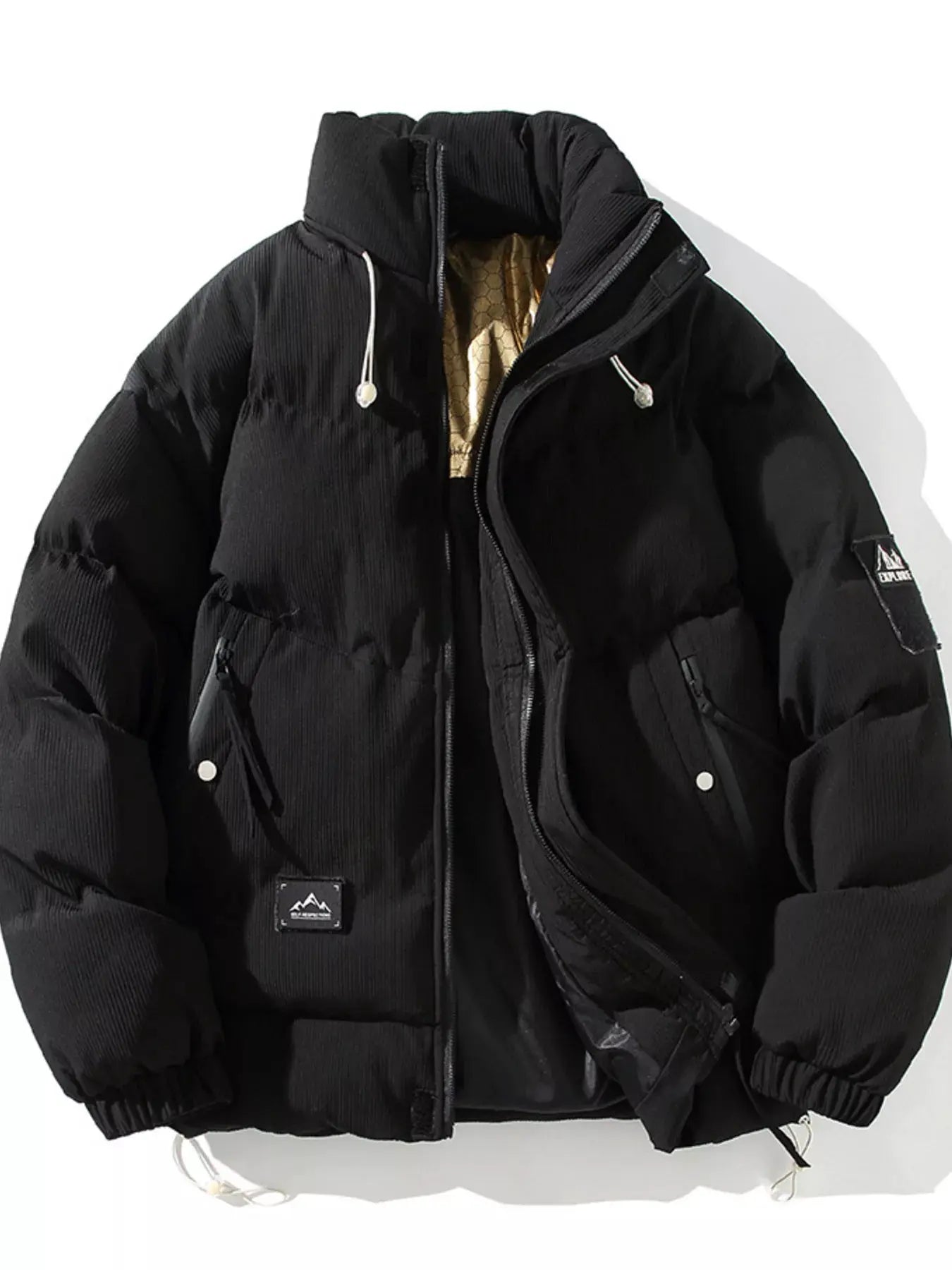 Men's Plus Size Zip Up Long Sleeve Puffer Jacket by Partner Label