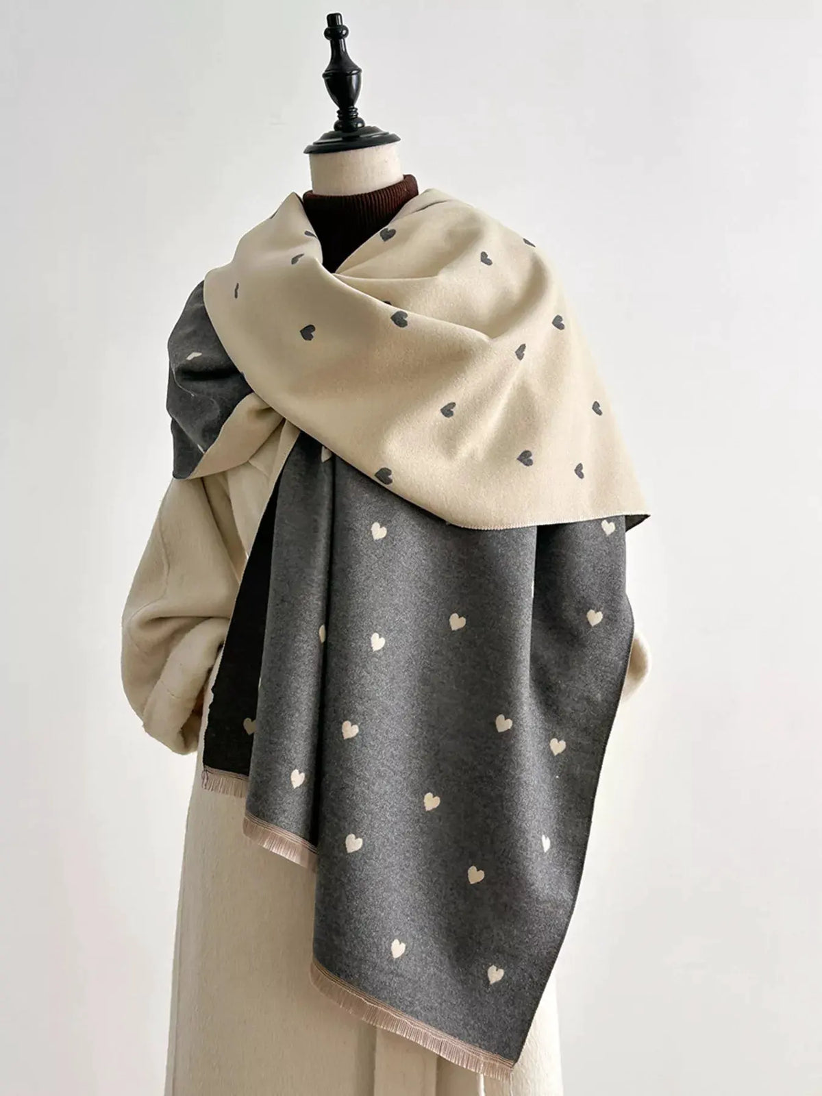 Heart Raw Hem Scarf by Partner Label