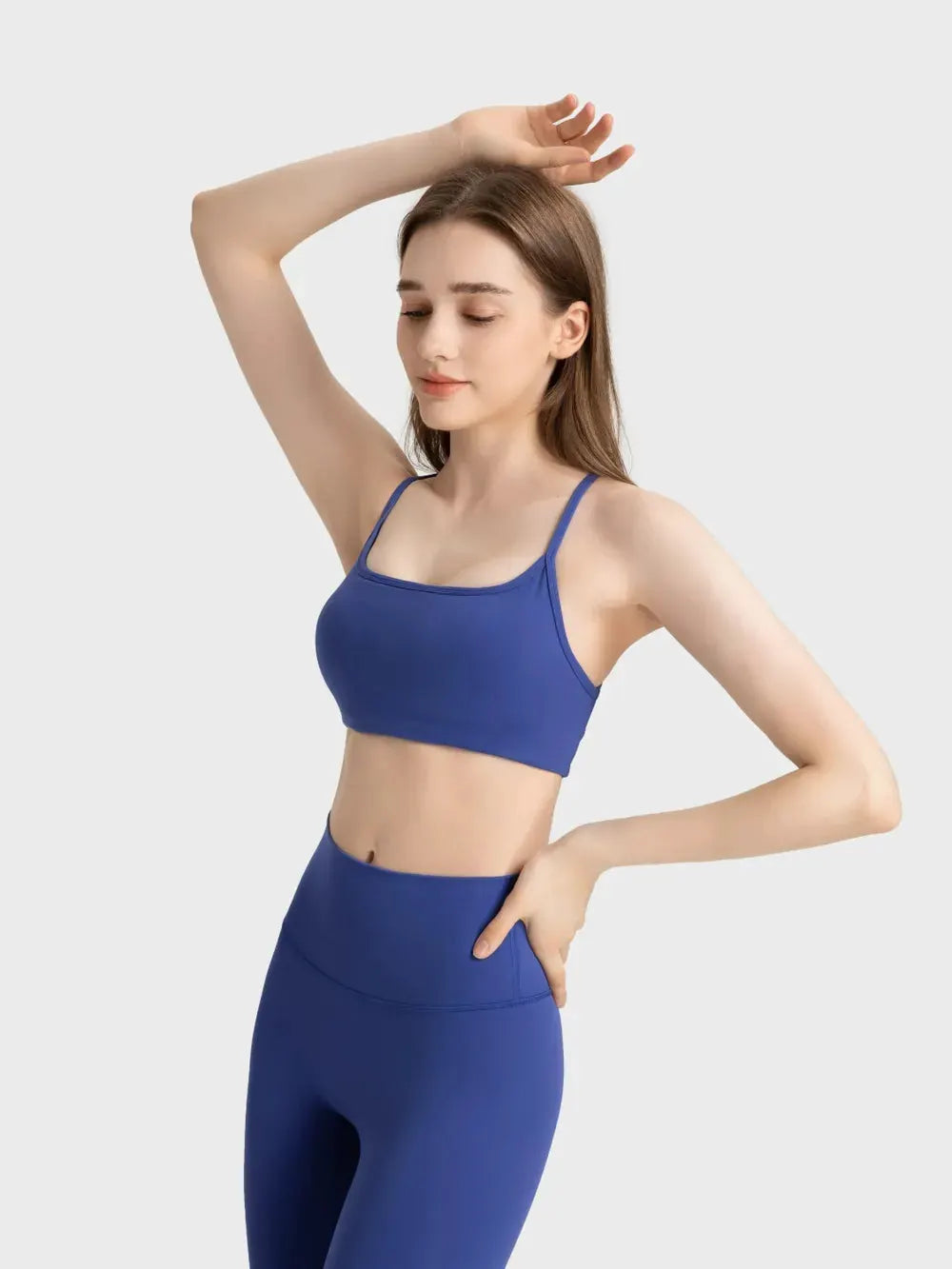 Millennia Crisscross Back Scoop Neck Active Cami with Detachable Chest Pads by Millennia