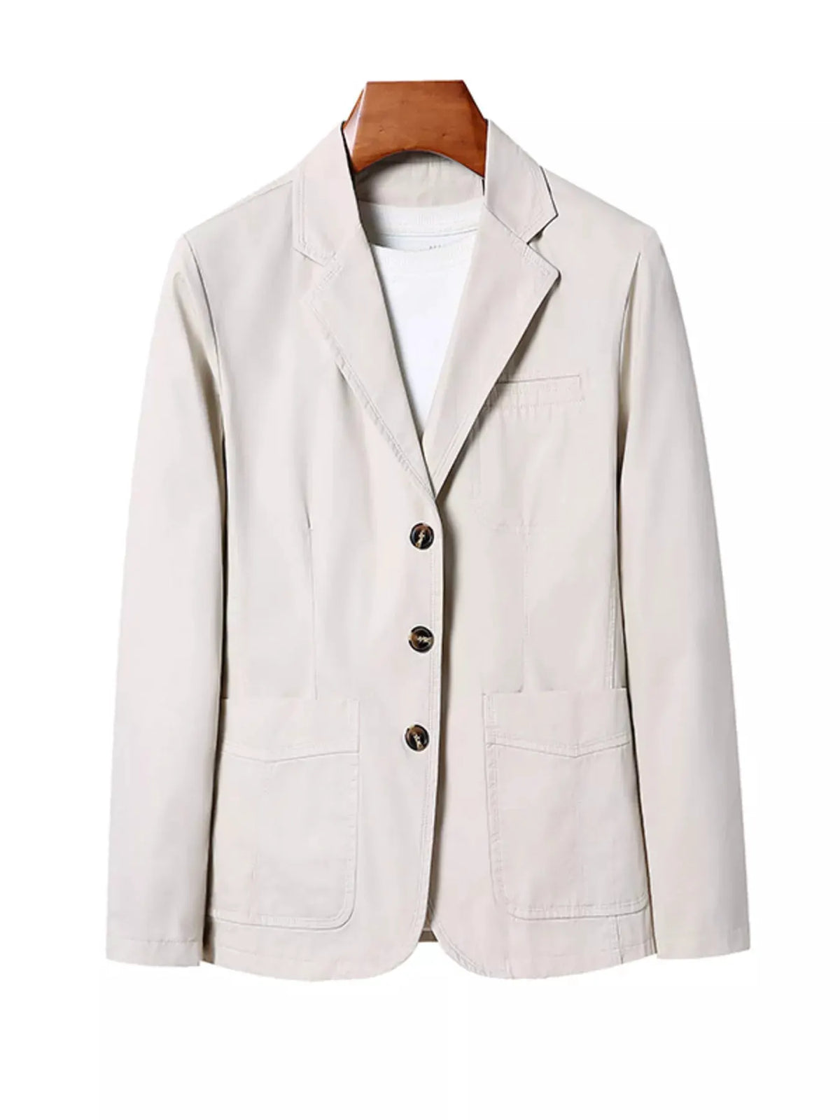 Men's Plus Size Lapel Collar Long Sleeve Blazer by Trendsi
