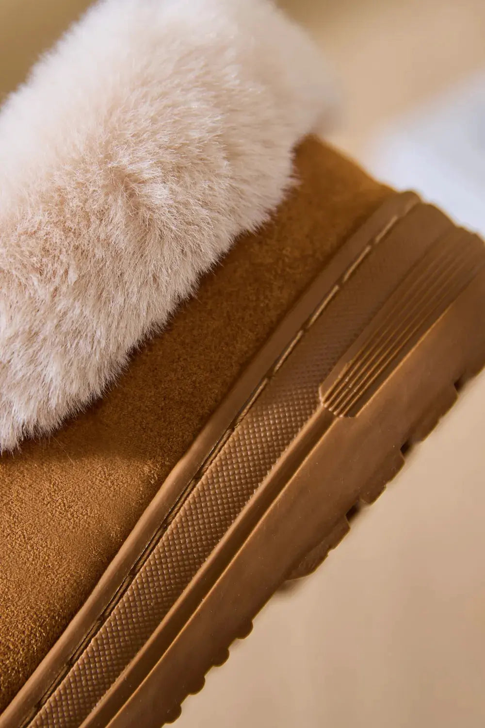 Faux Fur Round Toe Platform Slippers by Partner Label