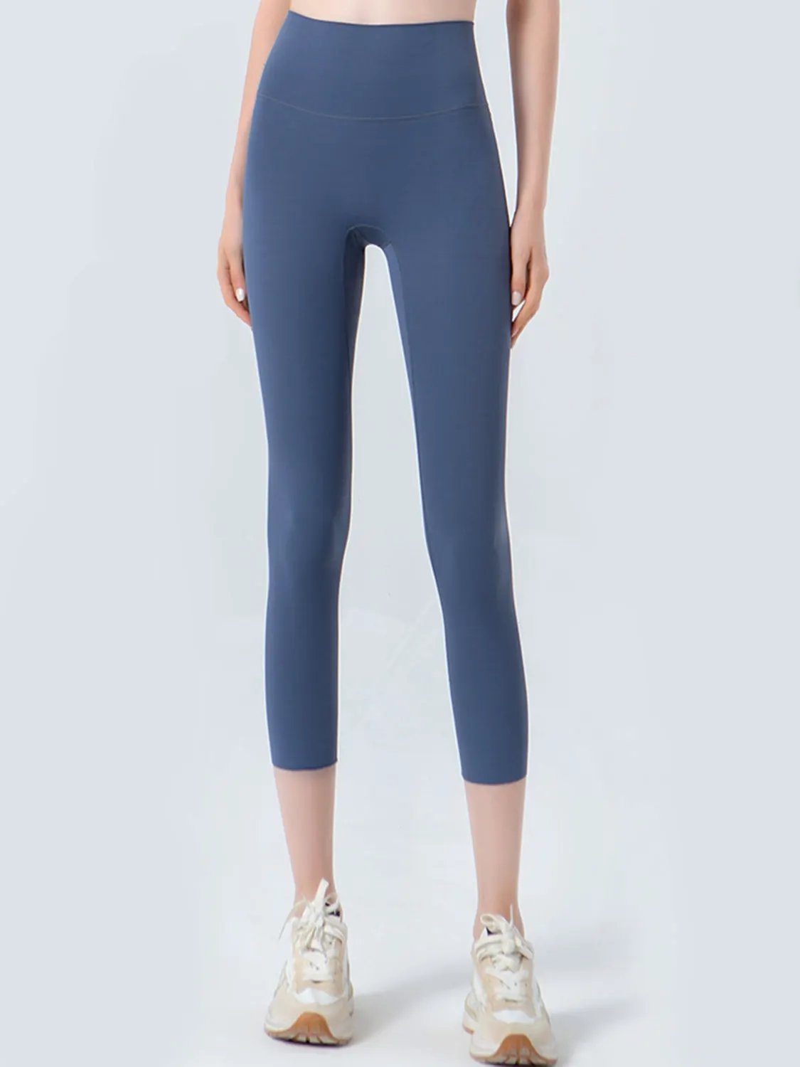 Wide Waistband Cropped Sports Leggings by Partner Label