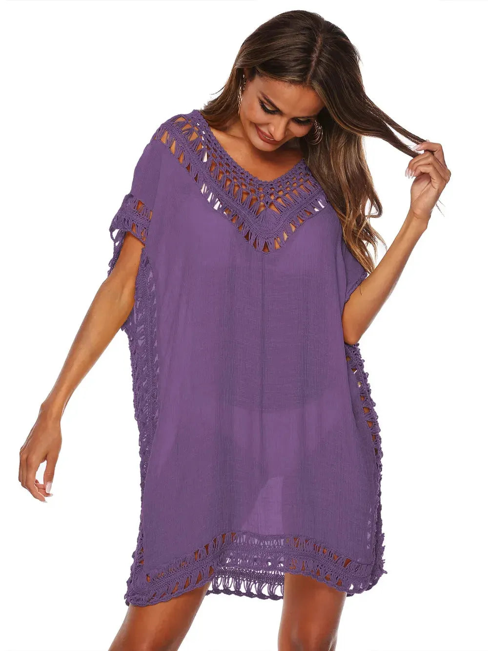 Cutout V-Neck Short Sleeve Cover-Up by Partner Labels