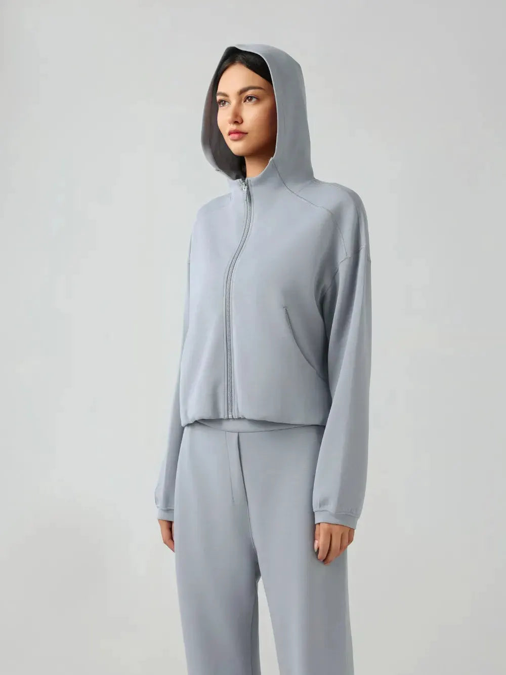 Millennia Zip Up Dropped Shouder Active Hooded by Millennia