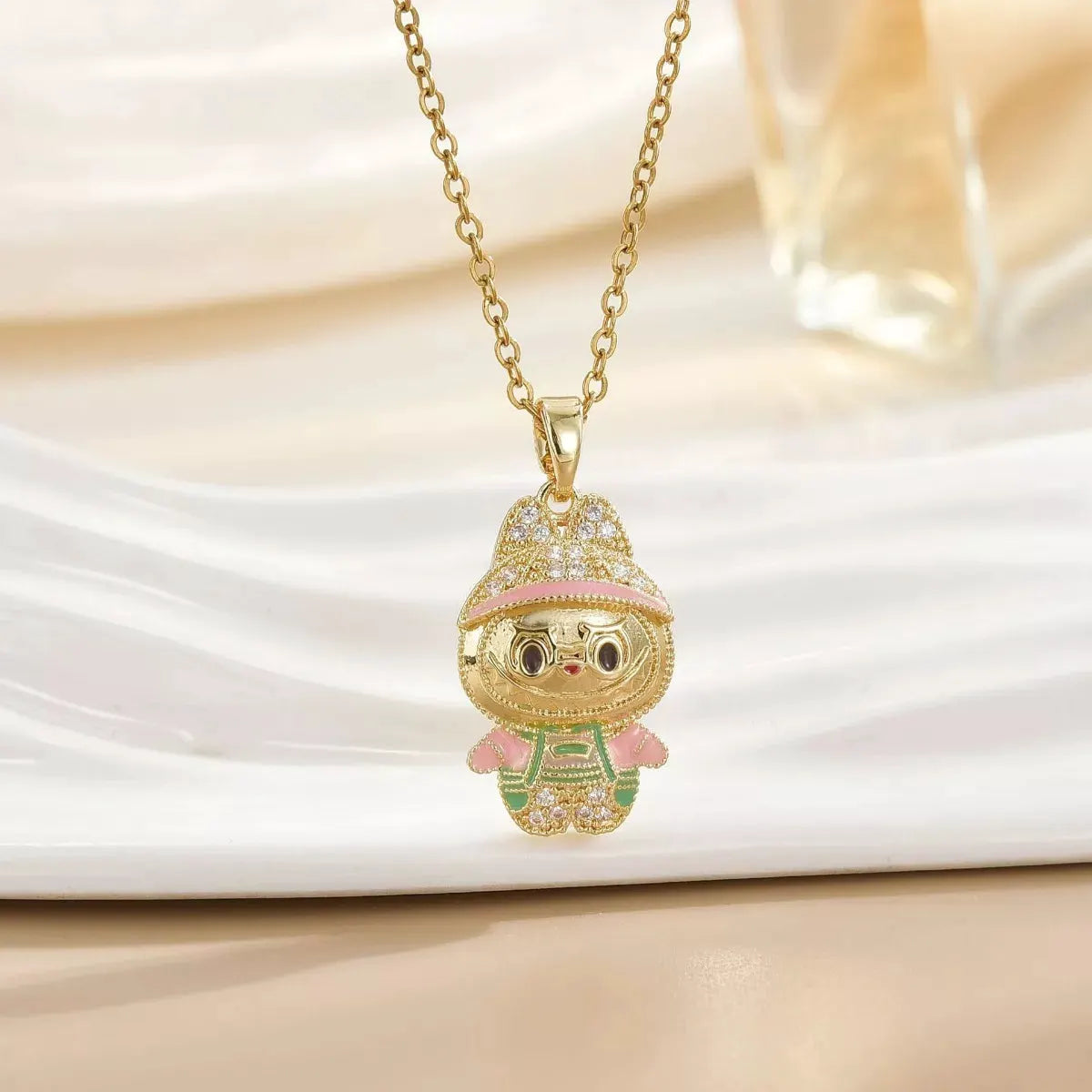 18K Gold-Plated Cartoon Character Pendant Necklace by Partner Label