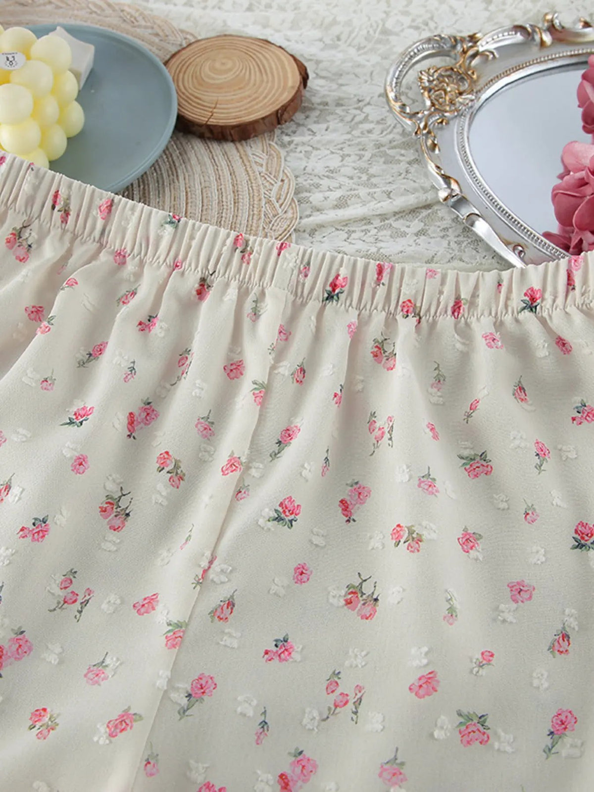 Floral Print Lace Trim Cami and Shorts Set by Partner Label
