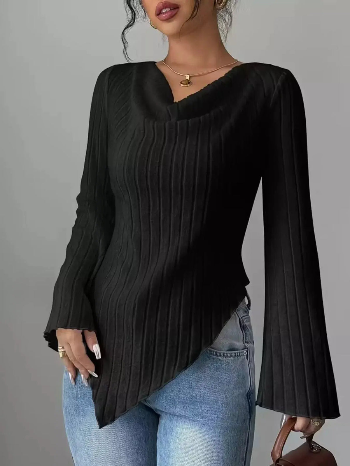 Cowl Neck Ribbed Knit Top | Partner Labels Selection by Partner Label