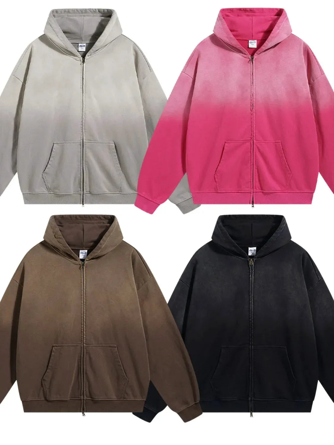 Men's Gradient Zip Up Drop Shoulder Hoodie by Partner Label