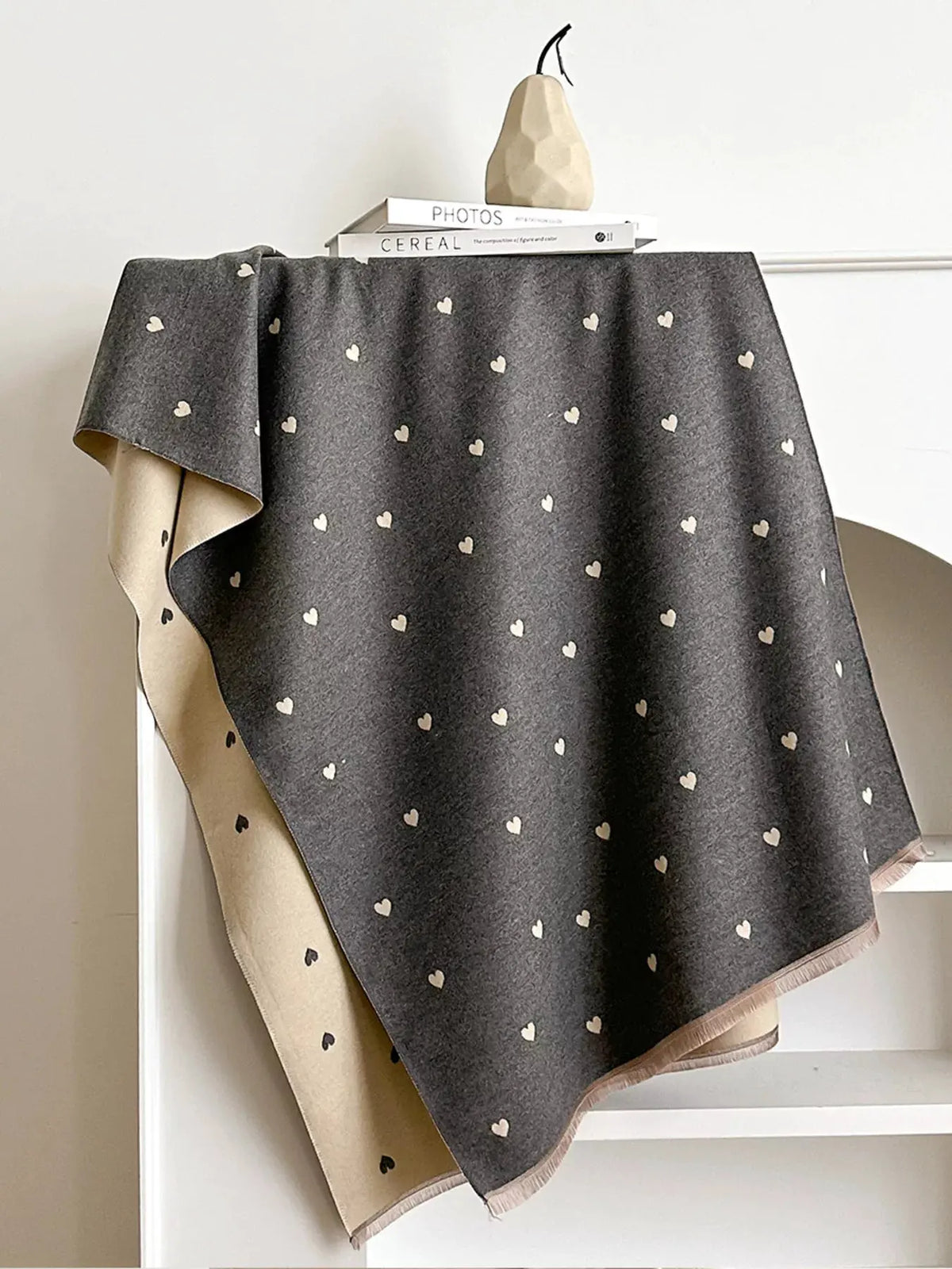 Heart Raw Hem Scarf by Partner Label