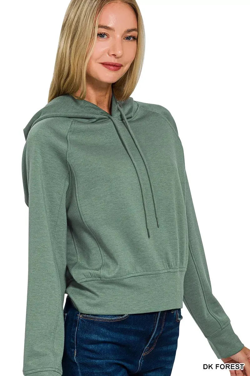 Zenana Drawstring Scuba Hoodie by Zenana