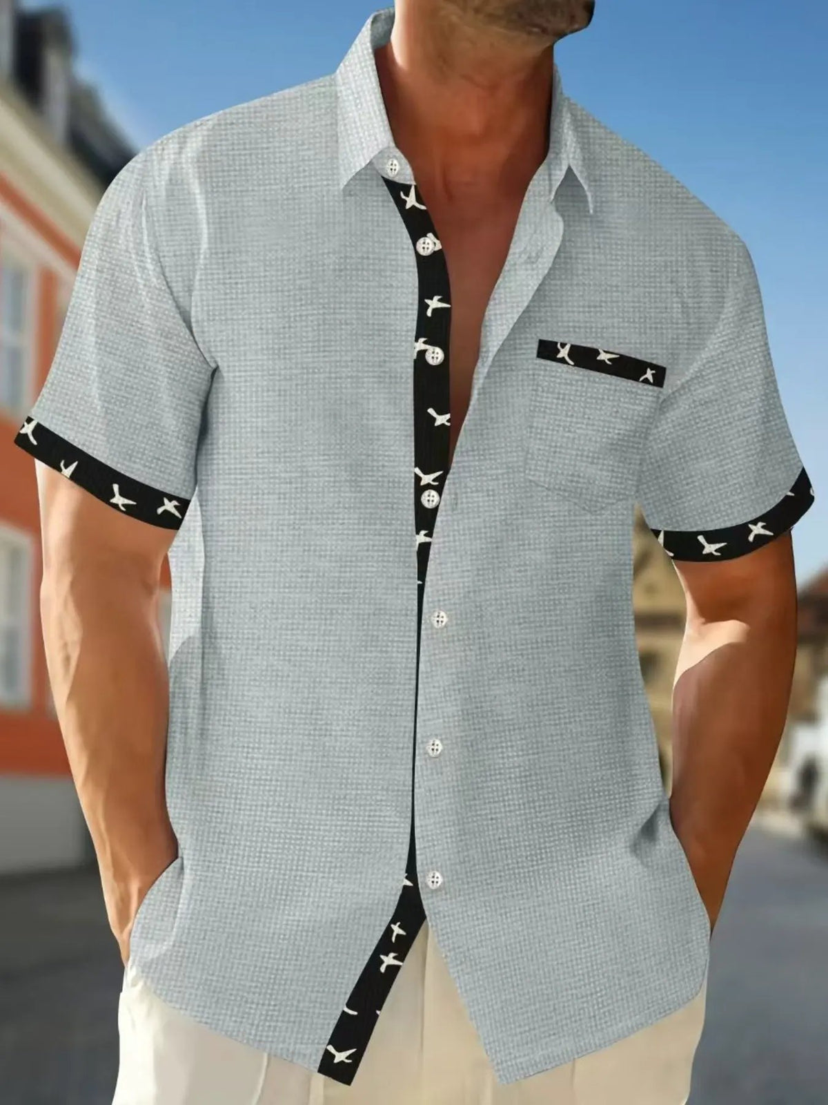 Men's Full Size Casual Button Up Short Sleeve Shirt Plus Size by Trendsi