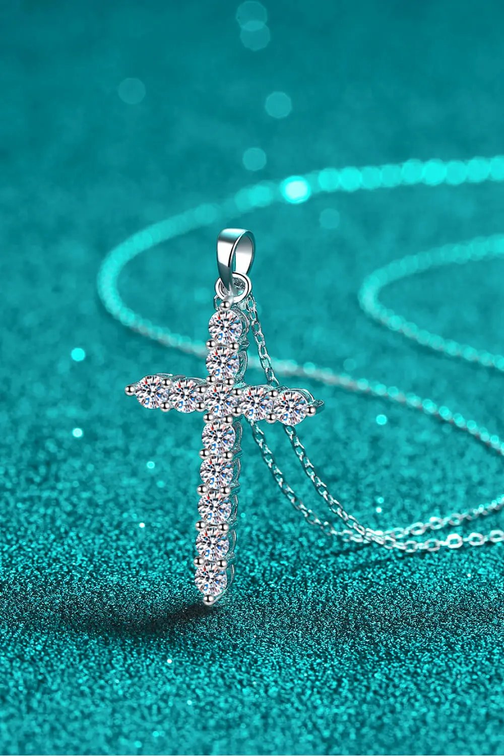 Adored 925 Sterling Silver Cross Moissanite Necklace by Partner Labels