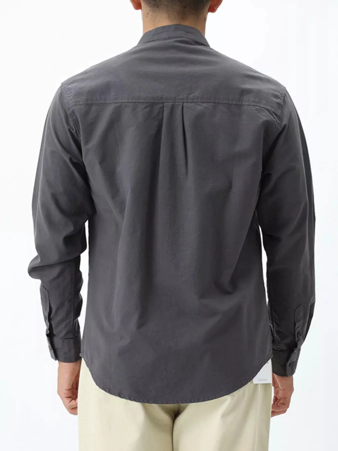 Men's Plus Size Casual Long Sleeve Shirt with Double Chest Pockets by Trendsi