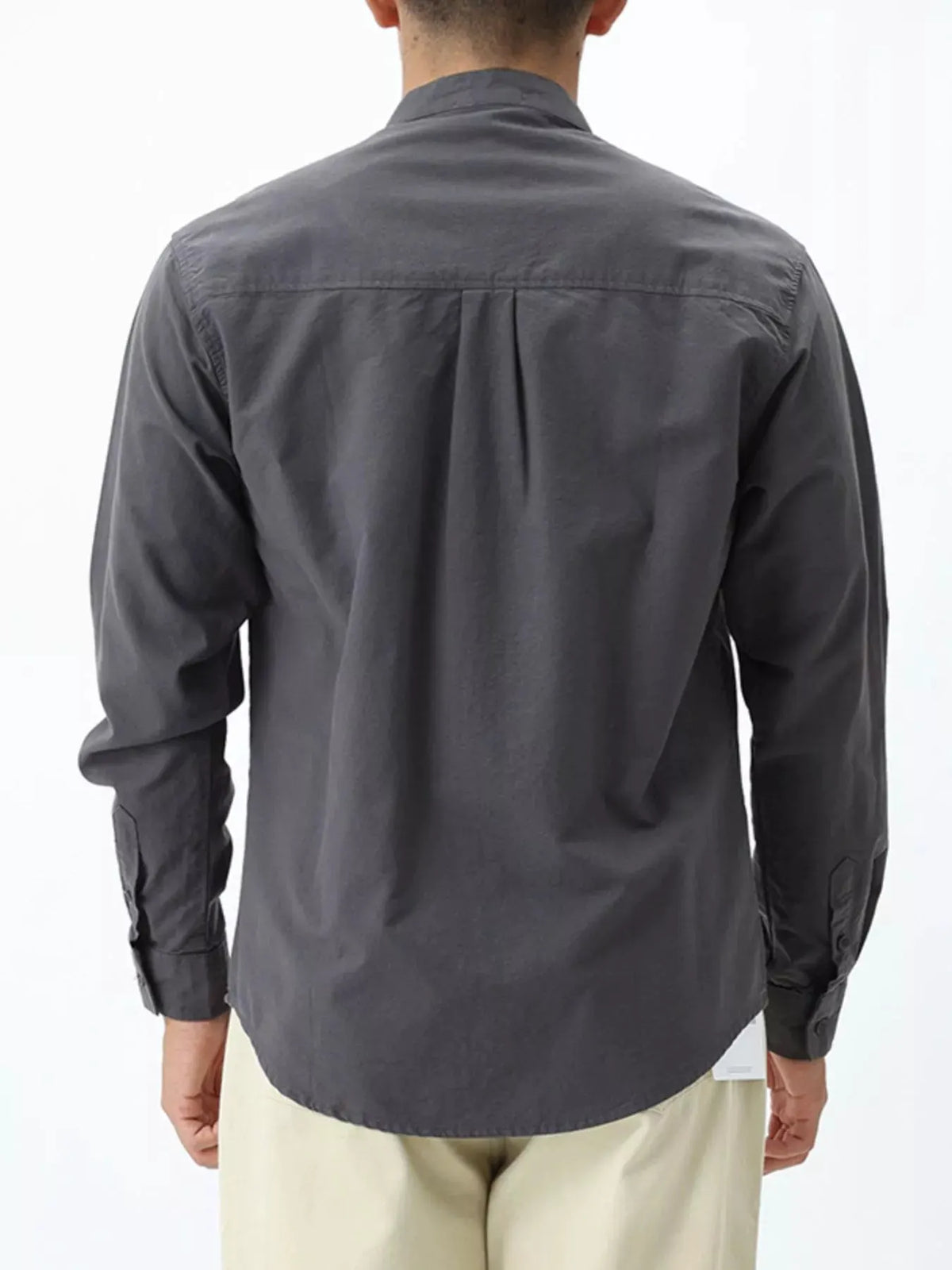 Men's Plus Size Casual Long Sleeve Shirt with Double Chest Pockets by Trendsi