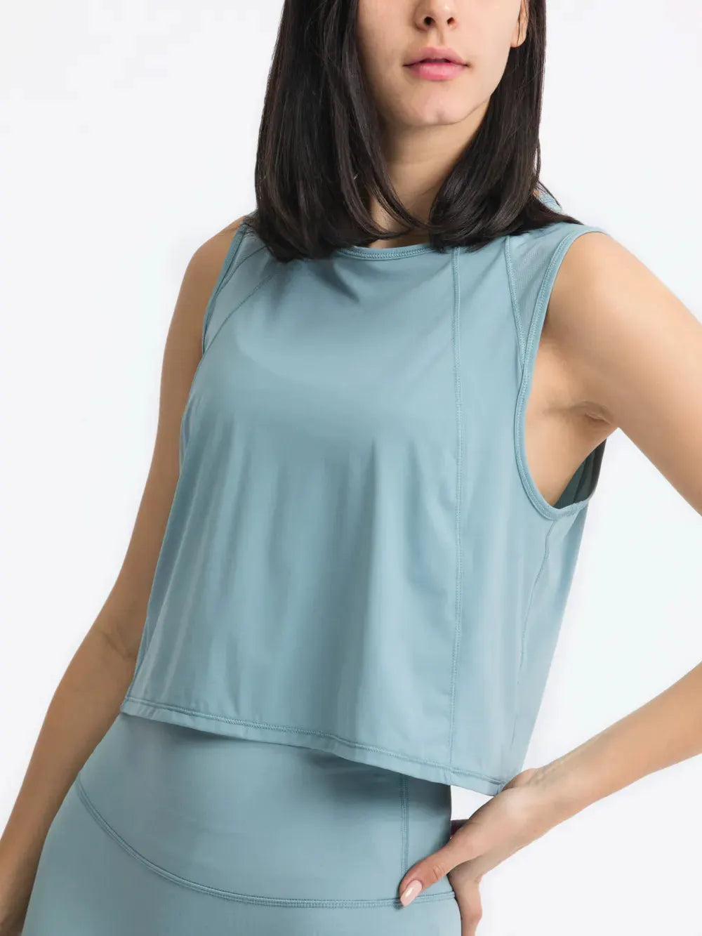 Millennia Round Neck Cropped Active Tank by Millennia