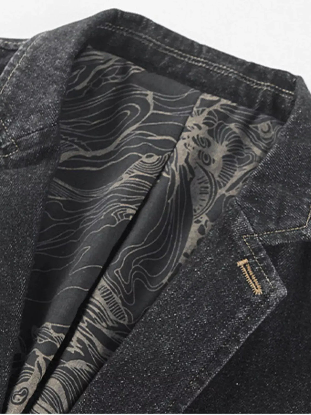 Men's Plus Size Slim Fit Long Sleeve Denim Blazer by Trendsi