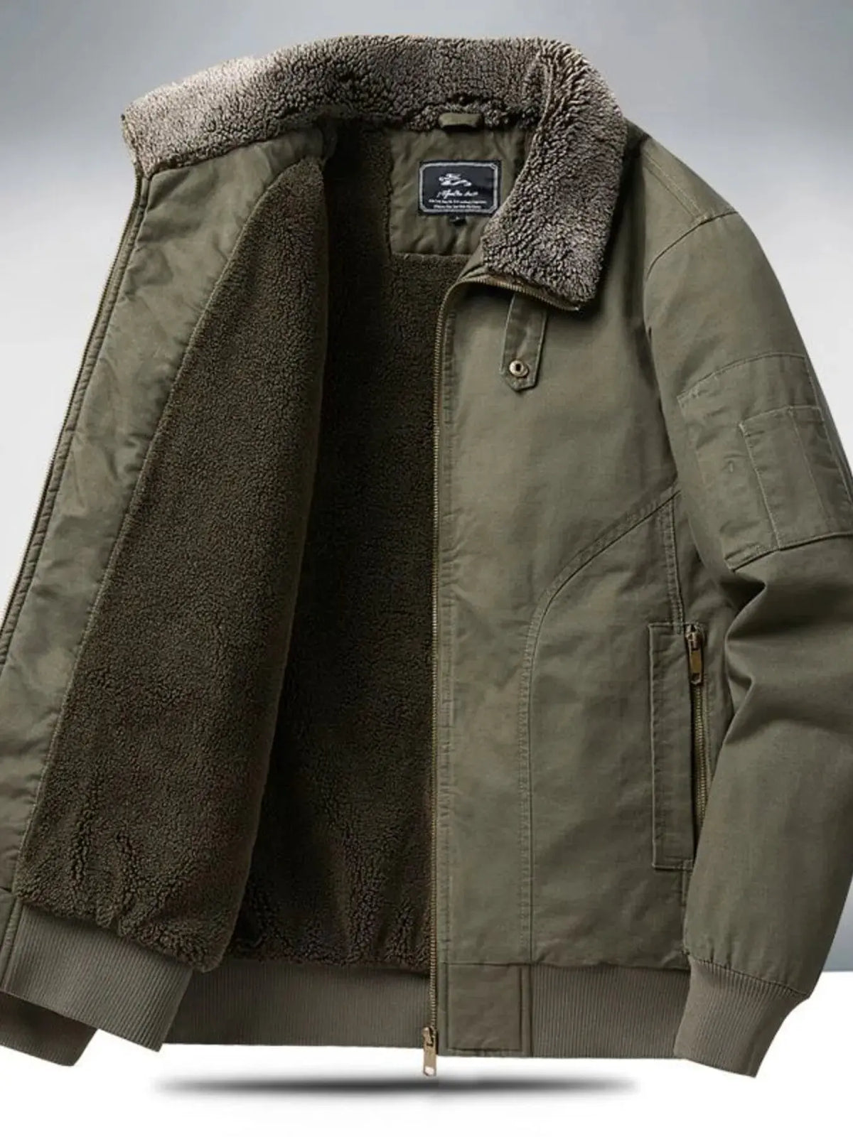 Men's Plus Size Sherpa Lined Zip Up Jacket by Partner Label