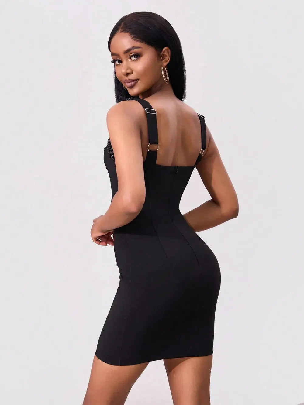 Bead Trim Wide Strap Wrap Dress by Partner Label