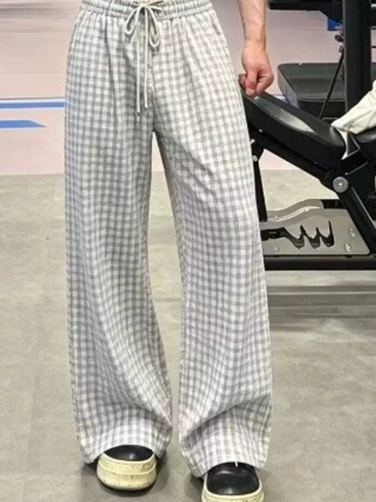Men's Plus Size Plaid Wide-Leg Pants by Trendsi