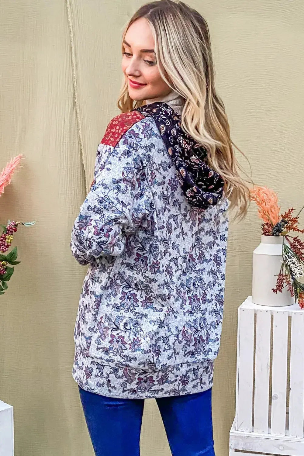 And The Why Printed Half Zip Up Long Sleeve Hoodie by And The Why