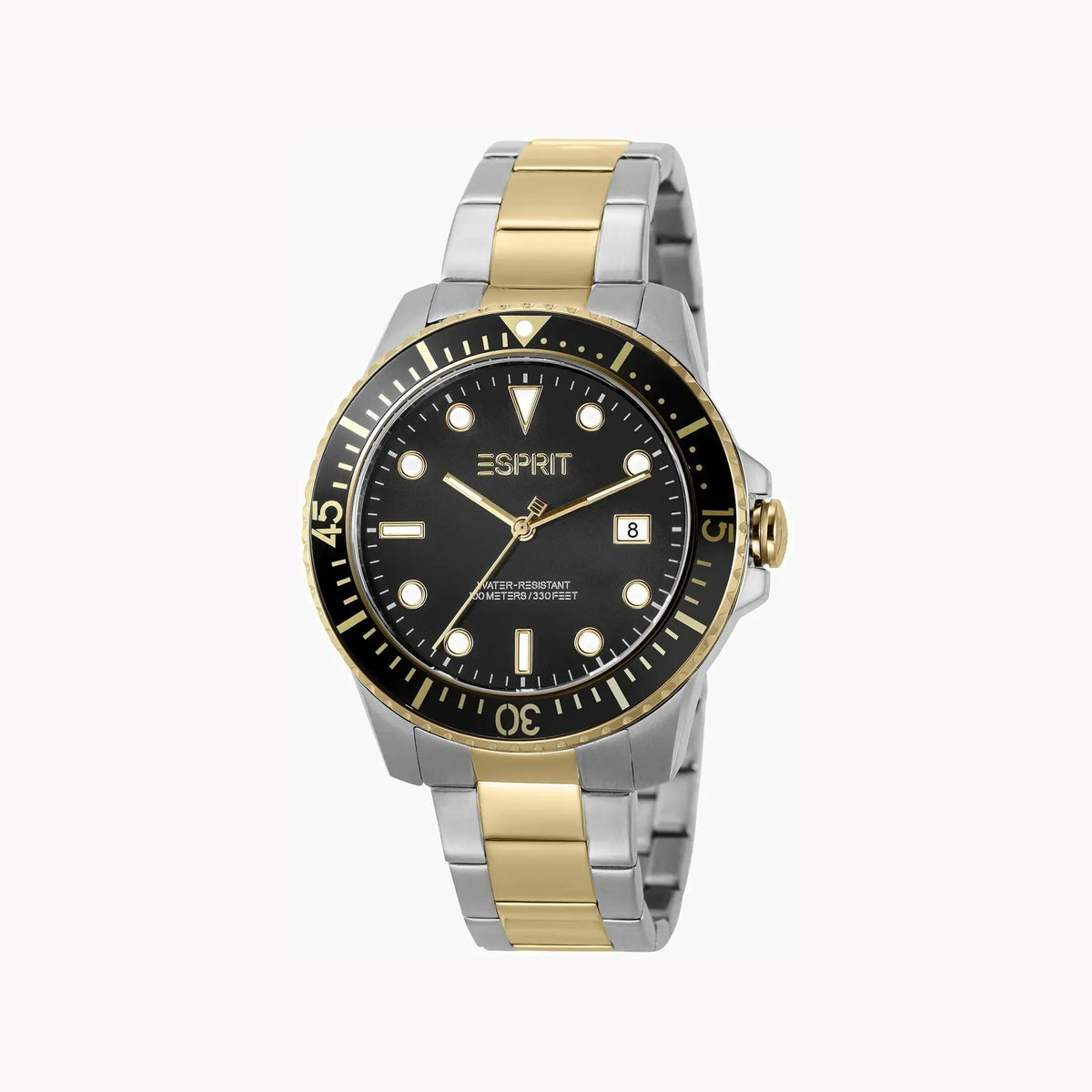 Esprit Men's Silver & Gold Stainless Steel Watch, Black Dial | Es1g156m0025 by ESPRIT