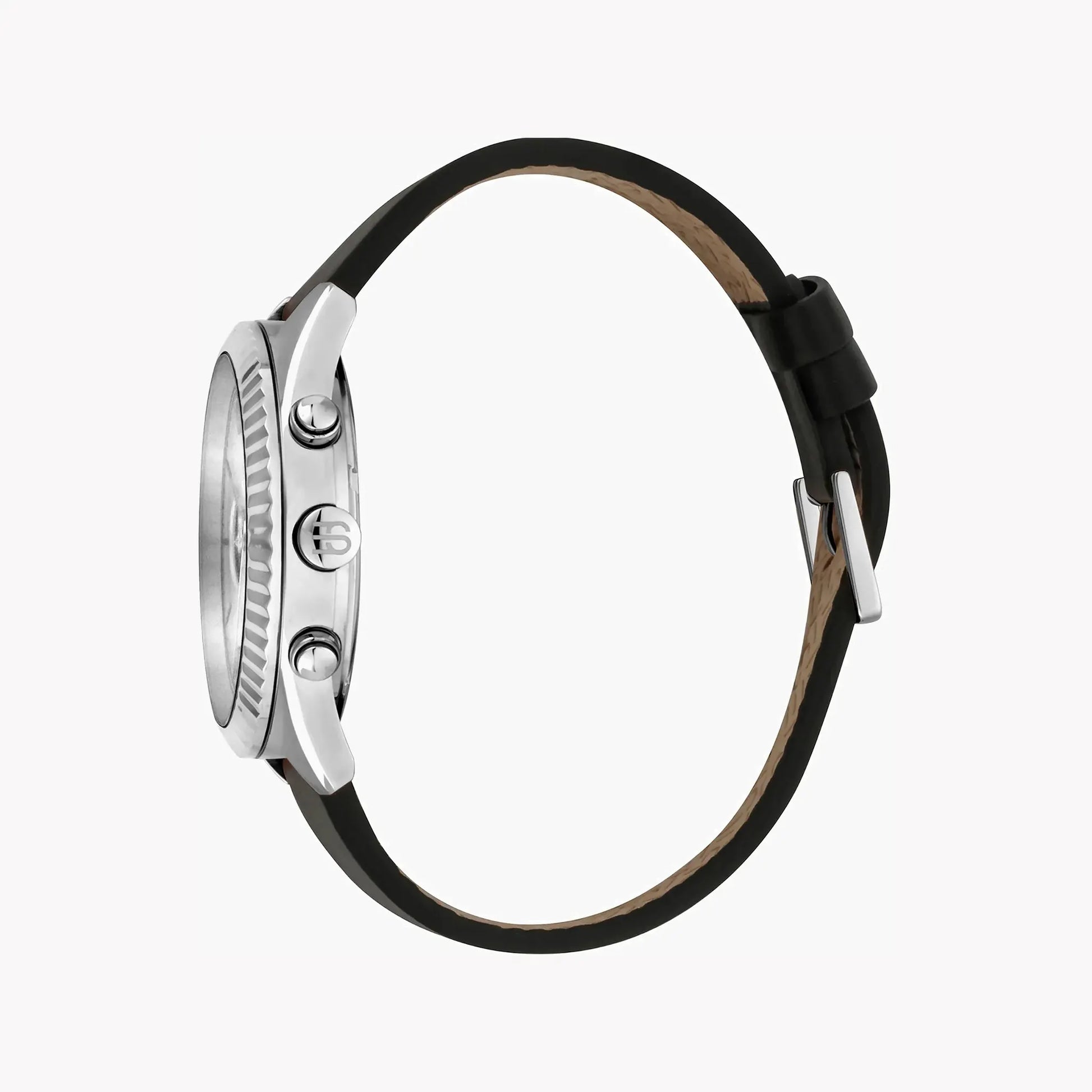 Esprit Men's Black Leather Watch, Silver Dial | Es1g211m0035 by ESPRIT