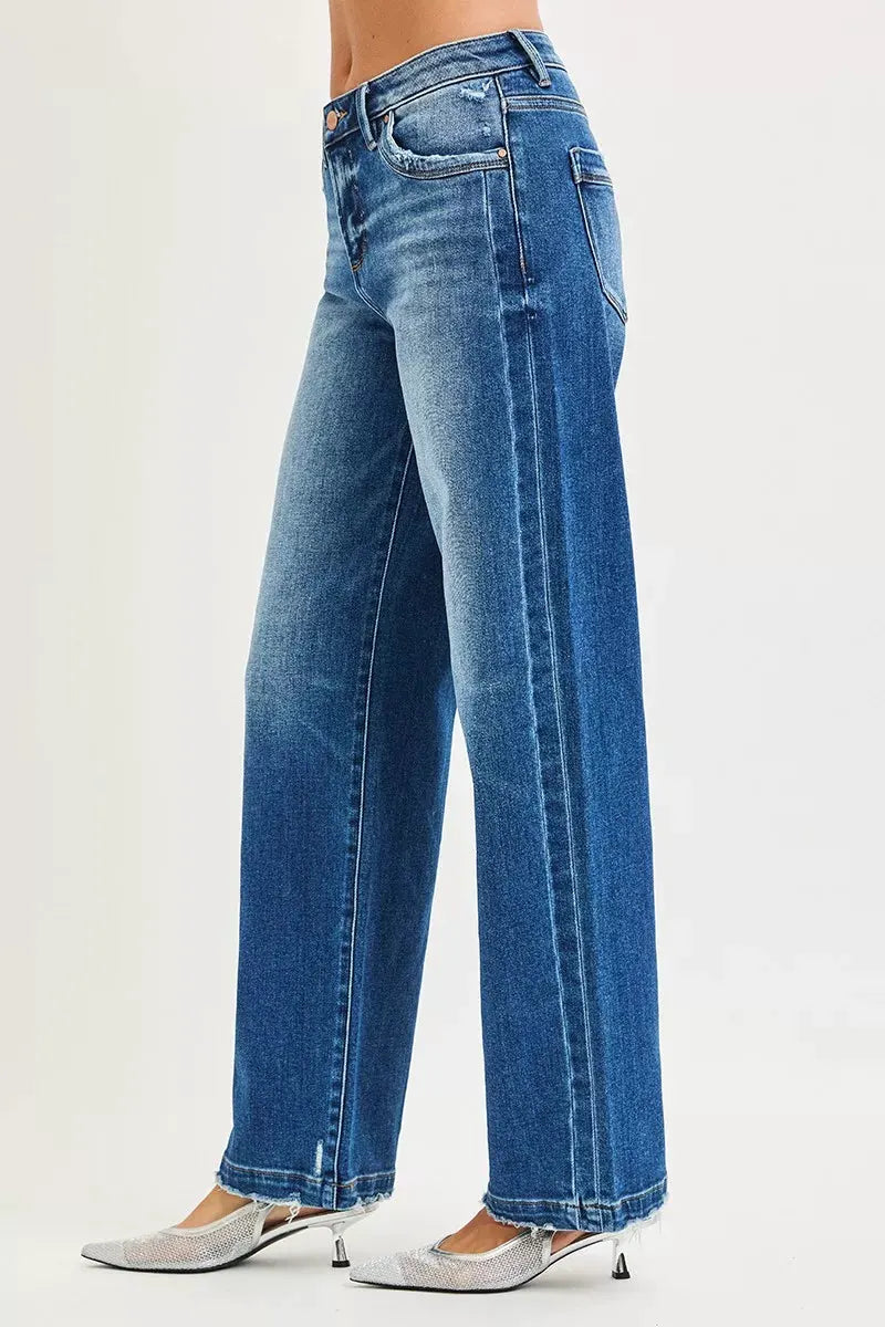 RISEN Full Size Slouchy Baggy Jeans Pocket Side Seam Detail Plus Size by RISEN