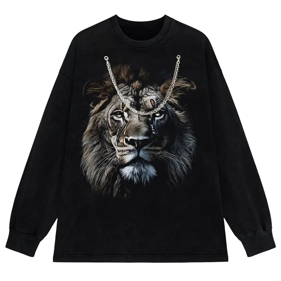 Hip Hop Men's T-Shirt With Lion head Print casual Tshirt Unisex Tops Tee by Vimost Shop