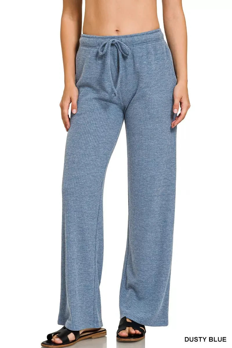 Zenana Ribbed Drawstring Lounge Pants by Zenana