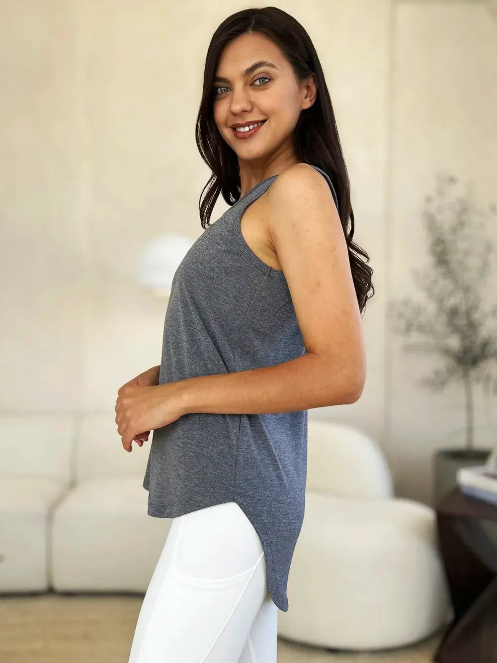 Basic Bae Full Size Round Neck Curved Hem Tank by Basic Bae