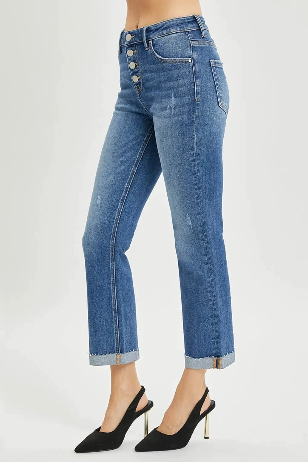 RISEN Full Size Button Fly Cropped Bootcut Jeans by RISEN