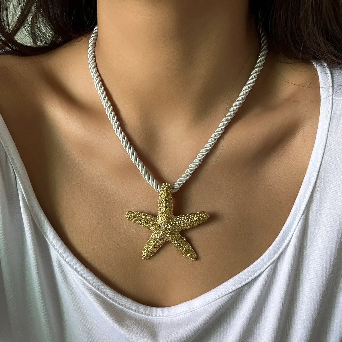 Beach Starfish Pendant Necklace Earrings by Maiden-Art