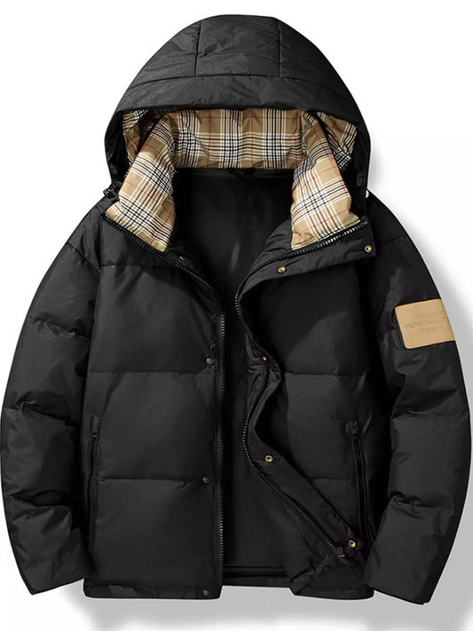 Men's Plus Size Warm Padded Hooded Down Puffer Jacket by Partner Label