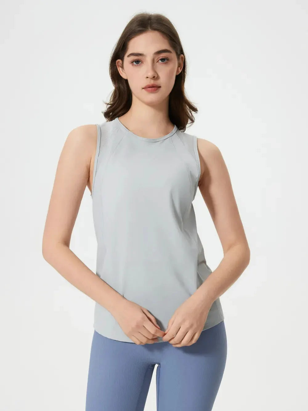 Millennia Cutout Back Round Neck Active Tank by Millennia