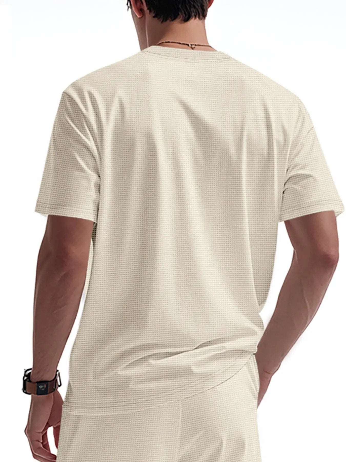 Men's Full Size Lace-Up Neck T-Shirt Plus Size by Trendsi