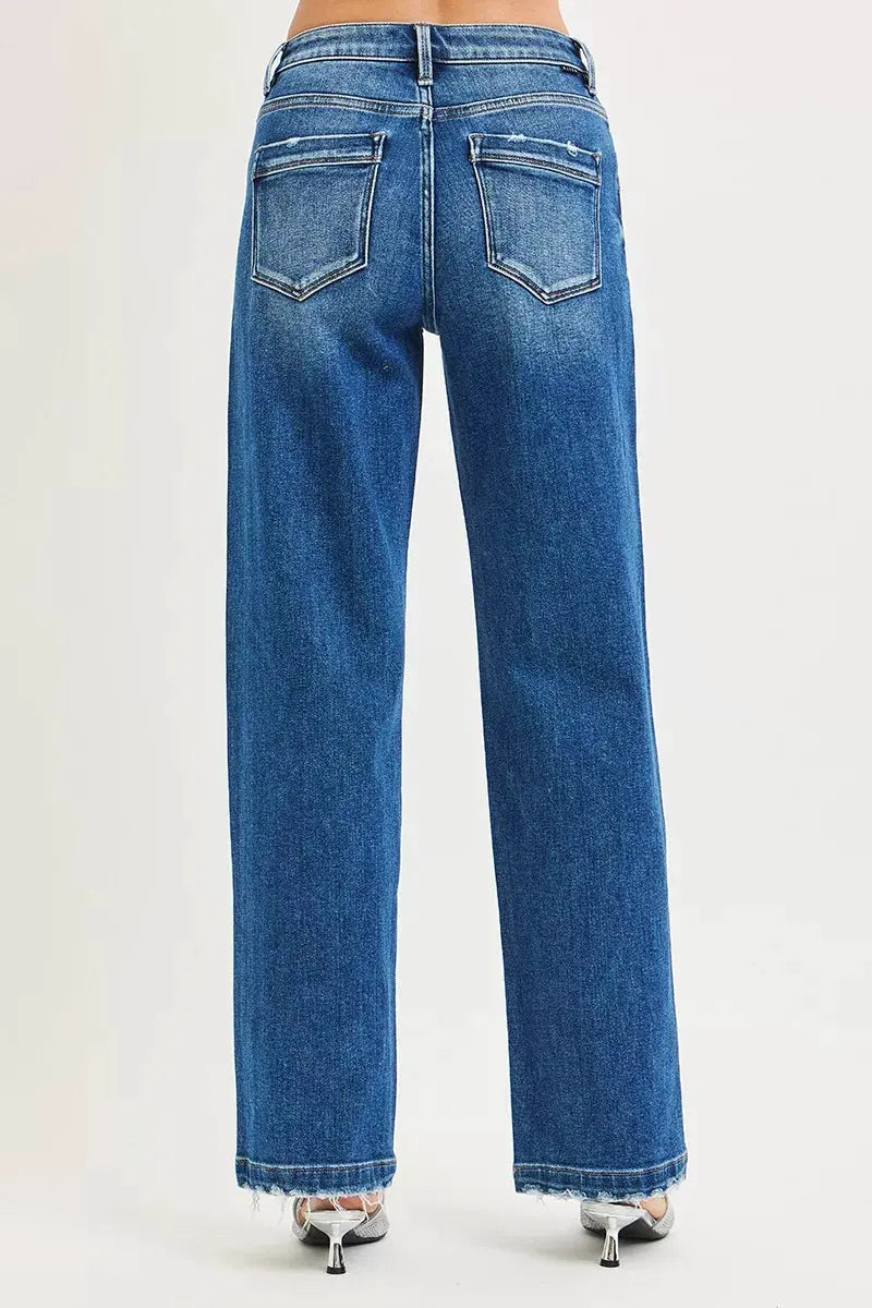 RISEN Full Size Slouchy Baggy Jeans Pocket Side Seam Detail Plus Size by RISEN