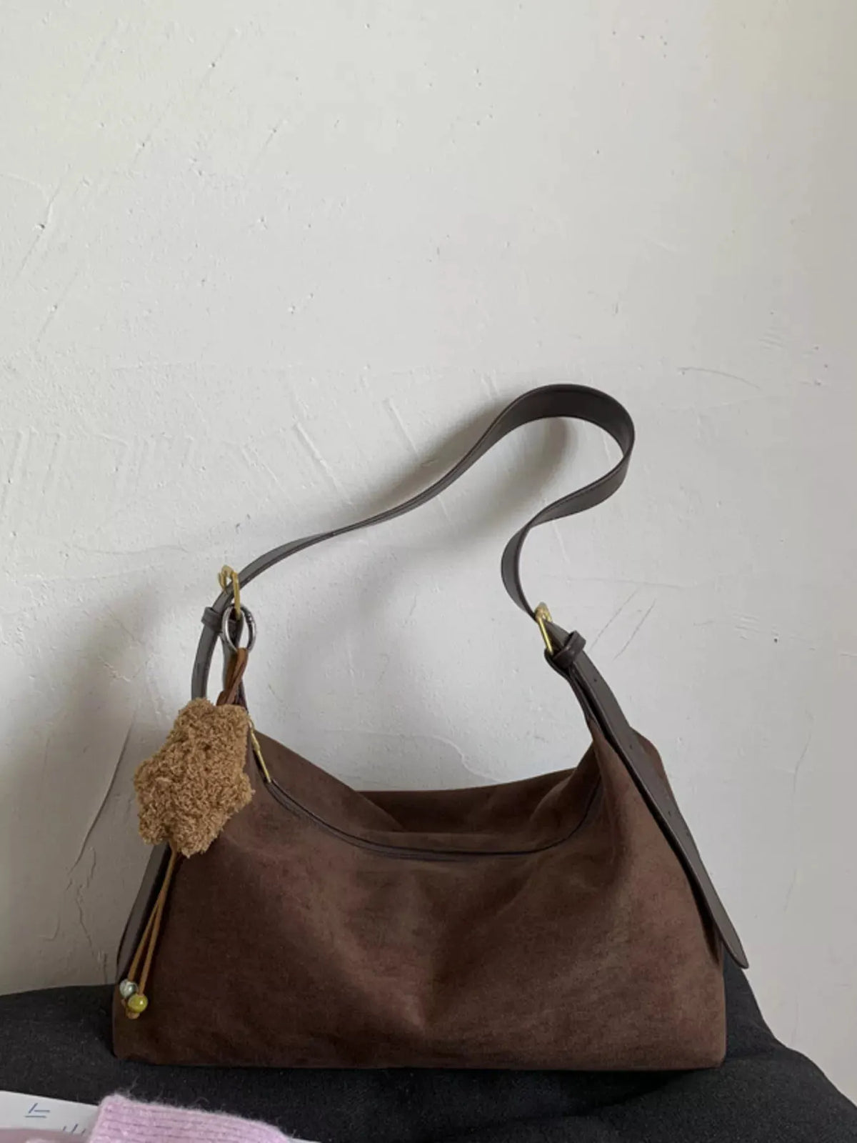 Solid Color Suede Hobo Crossbody Bag by Partner Label