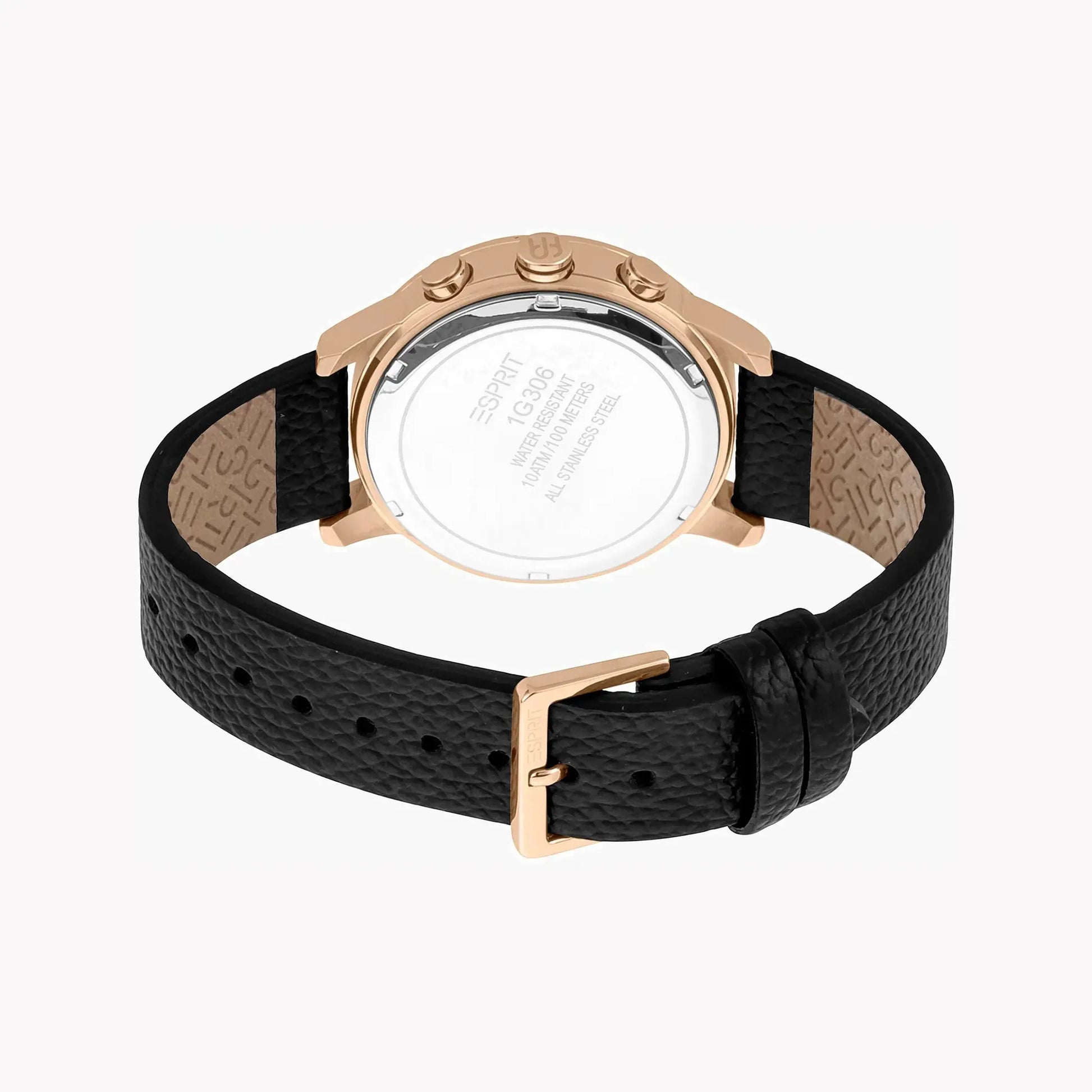 Esprit Men's Black Leather Watch, Silver Dial | ES1G306L0045 by ESPRIT
