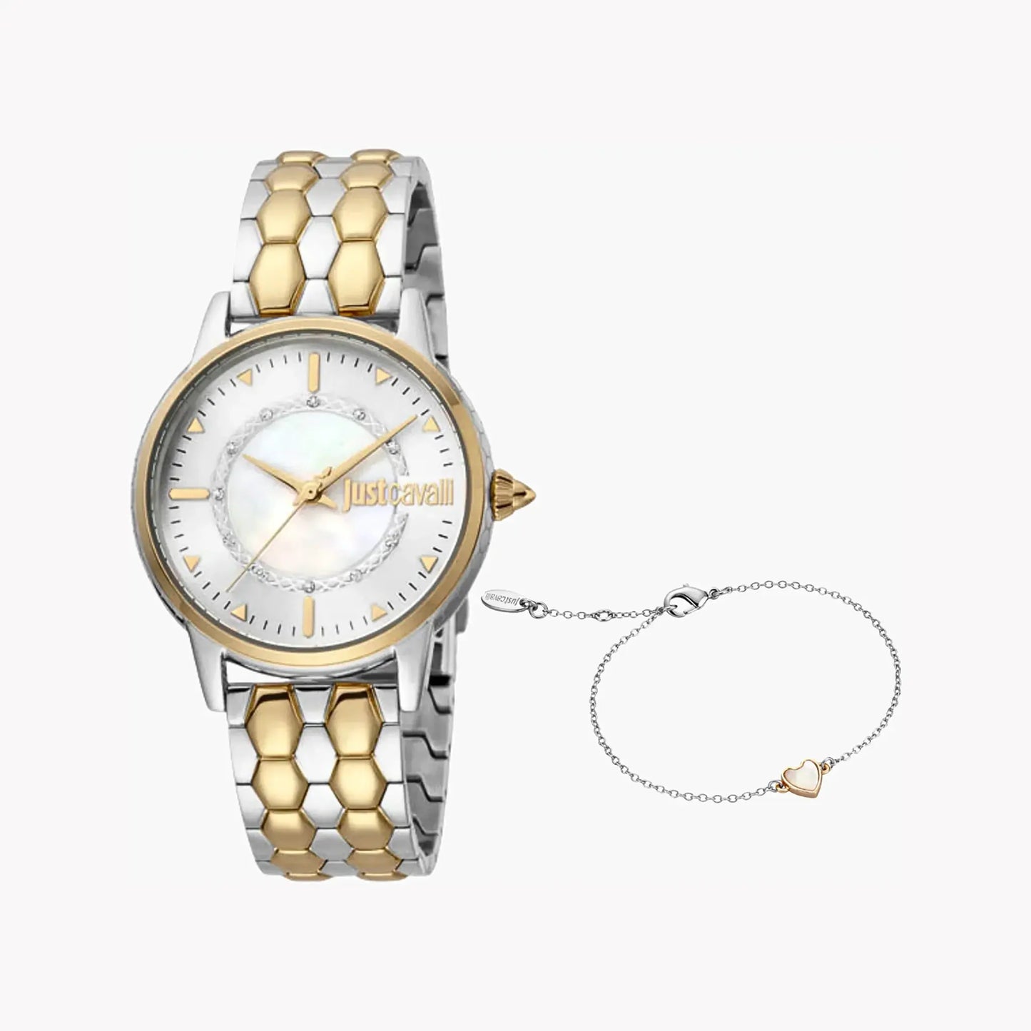 Just Cavalli Women's Silver & Gold Watch, White Dial | Jc1l149m0075 by JUST CAVALLI