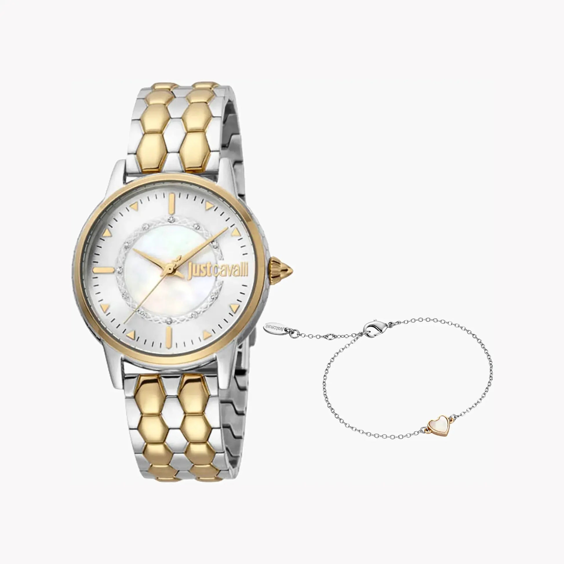 Just Cavalli Women's Silver & Gold Watch, White Dial | Jc1l149m0075 by JUST CAVALLI