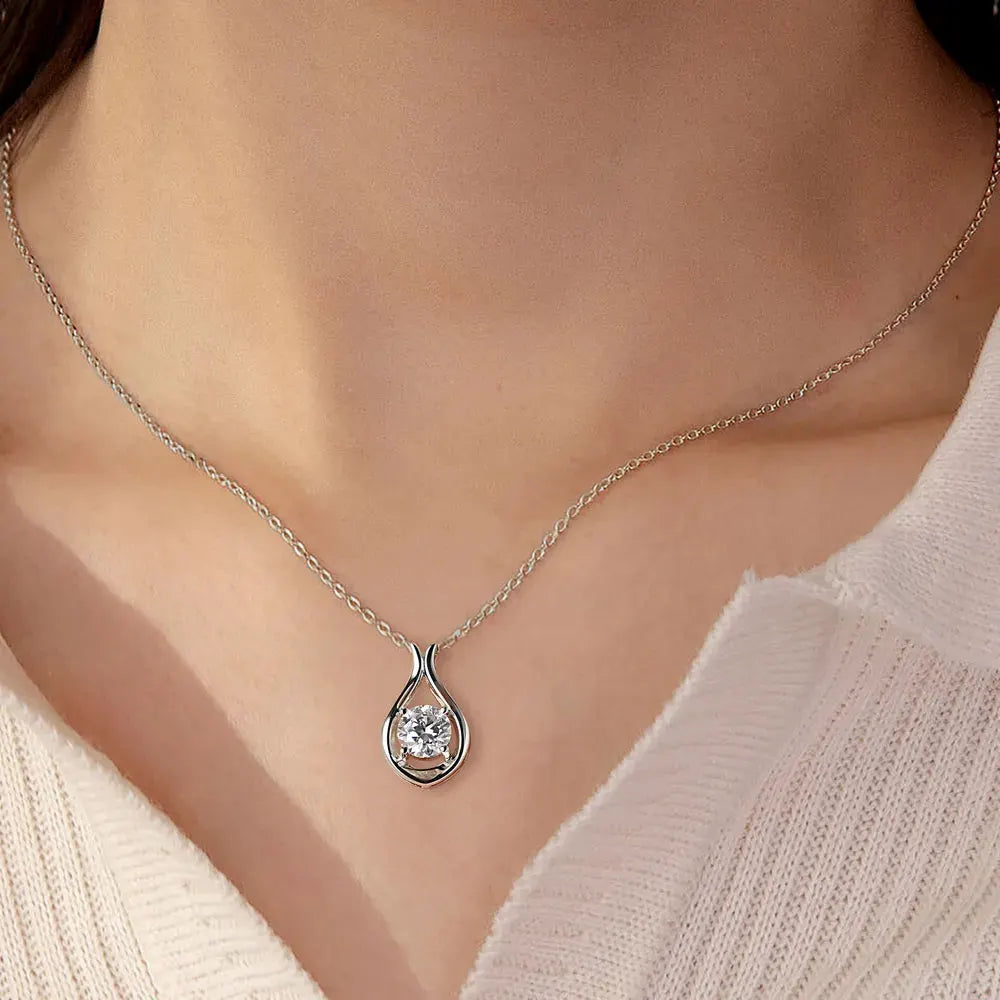 2 Carat Moissanite 925 Sterling Silver Pendant Necklace by Partnel Label