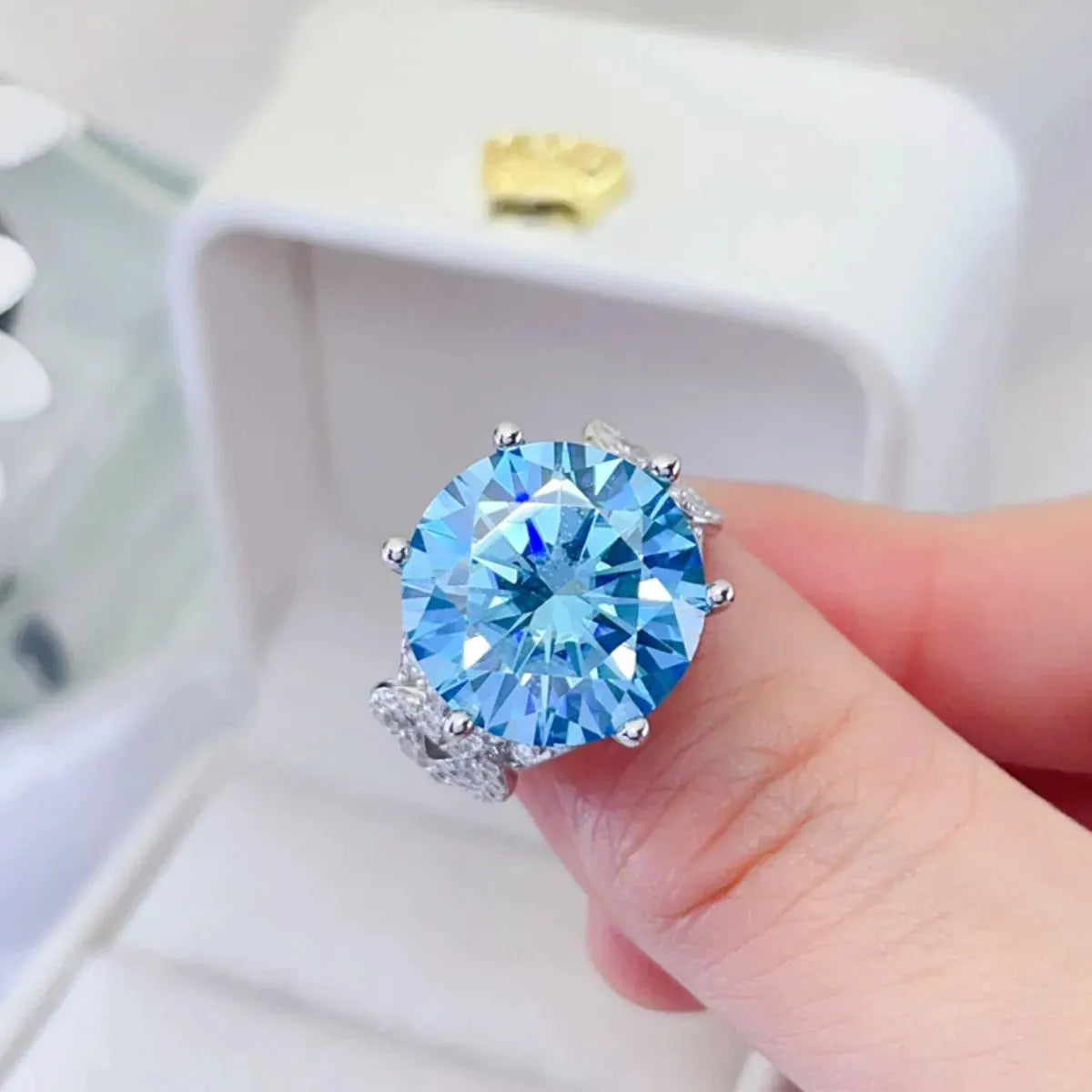 10 Carat Moissanite 925 Sterling Silver Ring by Partner Label