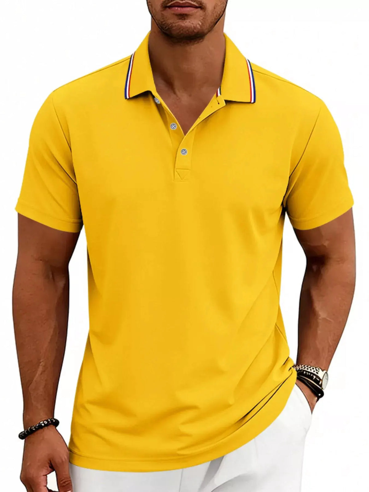 Men's Full Size Casual Button Detail Polo Plus Size by Trendsi