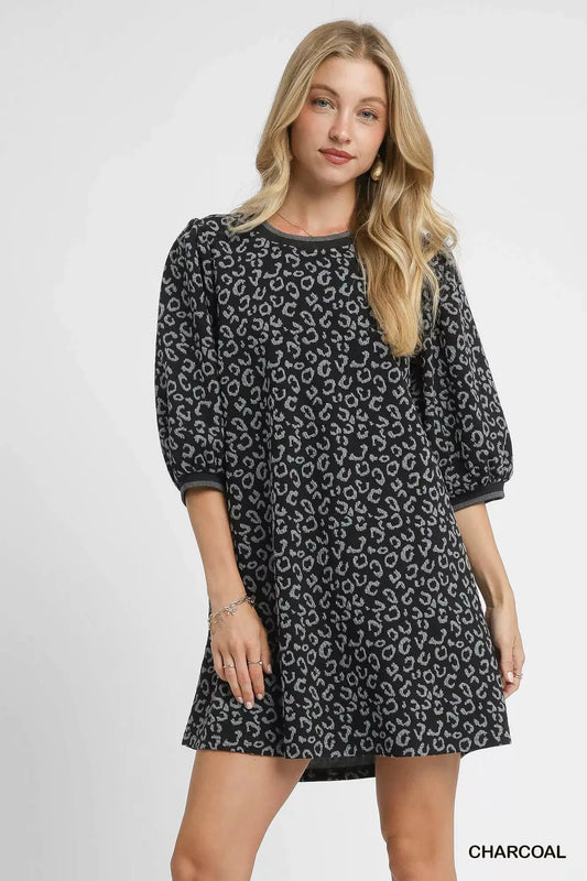 Umgee Leopard Print Jacquard Mini Dress by Umgee