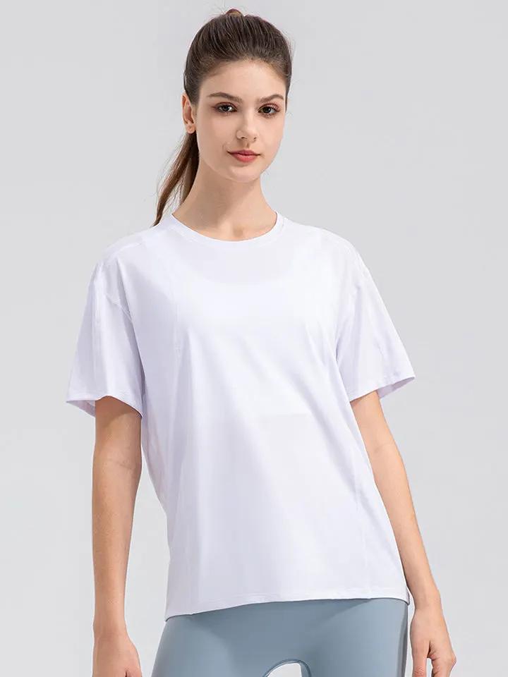 Round Neck Short Sleeve Active Top by Partner Label