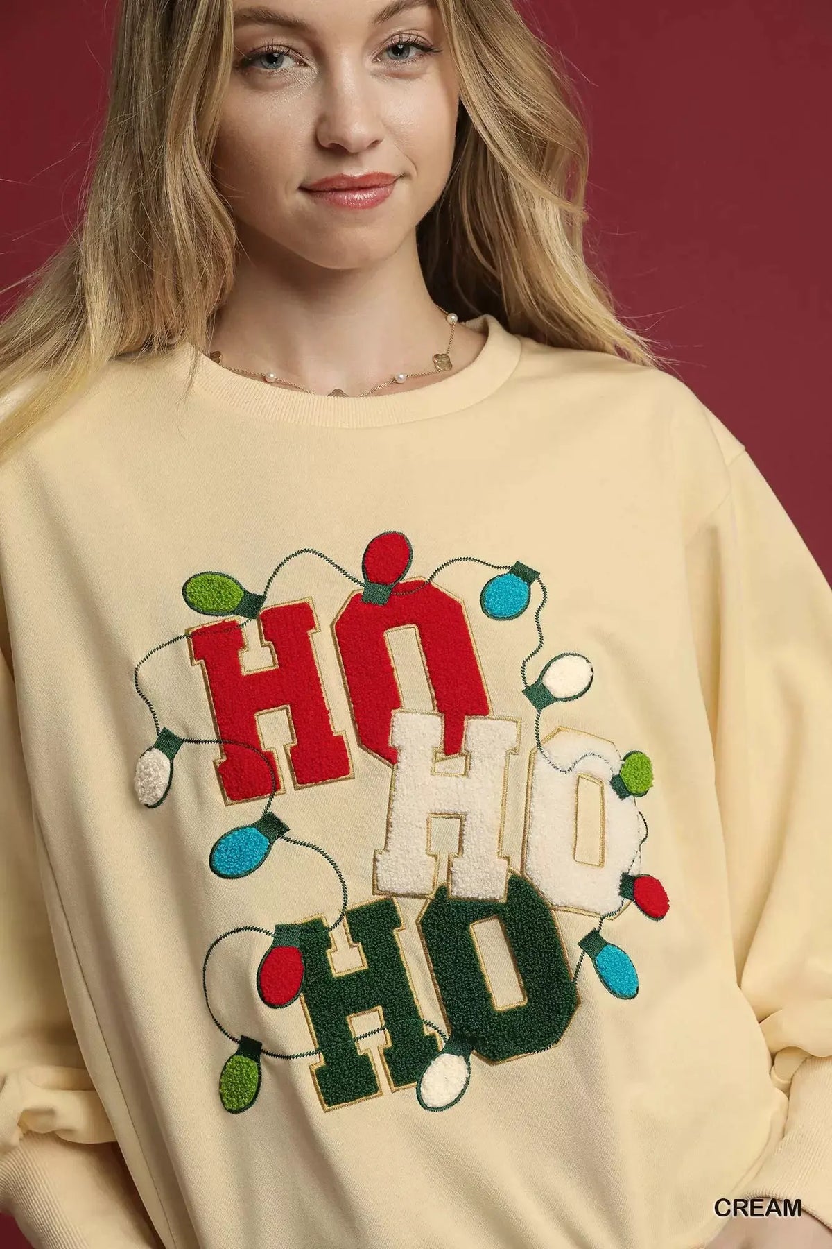 Umgee HO Applique French Terry Sweatshirt by Umgee
