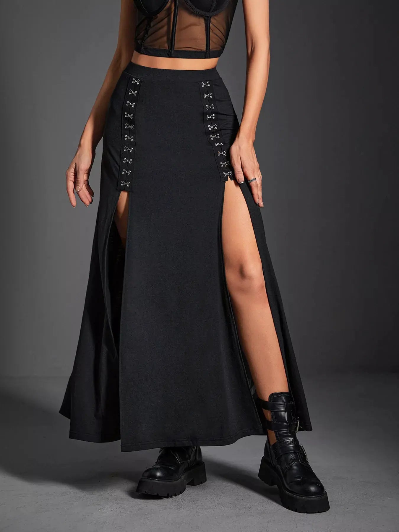 High Waist Slit Skirt by Partner Label